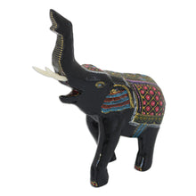 Load image into Gallery viewer, Artisan Crafted Wood Elephant Sculpture - Happy Elephant | NOVICA