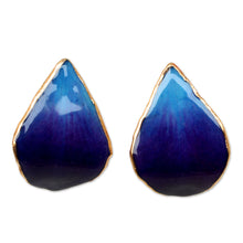 Load image into Gallery viewer, Natural Flower Button Earrings - Chiang Mai Sky | NOVICA
