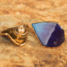 Load image into Gallery viewer, Natural Flower Button Earrings - Chiang Mai Sky | NOVICA
