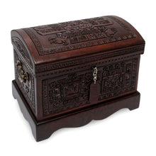 Load image into Gallery viewer, Colonial Tooled Leather Jewelry Box - Inca Domain | NOVICA