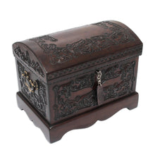 Load image into Gallery viewer, Unique Colonial Wood Leather Jewelry Box - Colonial Mystique | NOVICA