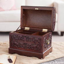 Load image into Gallery viewer, Unique Colonial Wood Leather Jewelry Box - Colonial Mystique | NOVICA