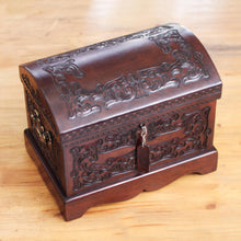 Load image into Gallery viewer, Unique Colonial Wood Leather Jewelry Box - Colonial Mystique | NOVICA