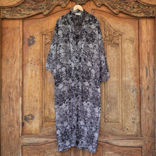 Load image into Gallery viewer, Men's Black Batik Patterned Robe - Midnight Stars | NOVICA