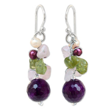 Load image into Gallery viewer, Pearl and Rose Quartz Cluster Earrings - Princess Legend | NOVICA