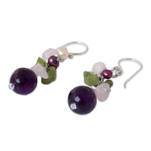 Load image into Gallery viewer, Pearl and Rose Quartz Cluster Earrings - Princess Legend | NOVICA