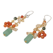 Load image into Gallery viewer, Pearl and Rose Quartz Cluster Earrings - Forest Love | NOVICA