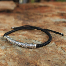 Load image into Gallery viewer, Thai Hill Tribe Sterling Silver Bracelet - Infinite Legend in Black | NOVICA