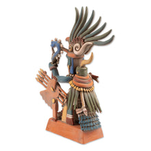 Load image into Gallery viewer, Mexican Aztec War God Archaeological Ceramic Sculpture - Huitzilopochtli | NOVICA