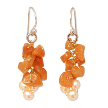 Load image into Gallery viewer, Beaded Aventurine and Pearl Earrings - Afternoon Glow | NOVICA