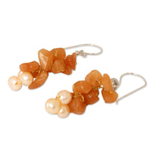 Load image into Gallery viewer, Beaded Aventurine and Pearl Earrings - Afternoon Glow | NOVICA