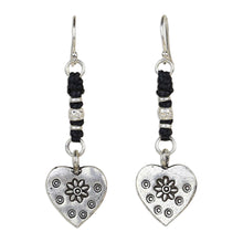 Load image into Gallery viewer, Handcrafted Silver Heart Earrings - Tribal Hearts | NOVICA