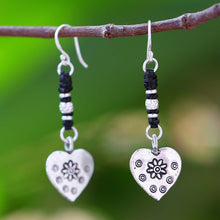 Load image into Gallery viewer, Handcrafted Silver Heart Earrings - Tribal Hearts | NOVICA