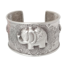 Load image into Gallery viewer, Handmade Sterling Silver Cuff Bracelet - Hill Tribe Elephants | NOVICA
