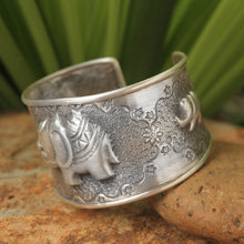 Load image into Gallery viewer, Handmade Sterling Silver Cuff Bracelet - Hill Tribe Elephants | NOVICA