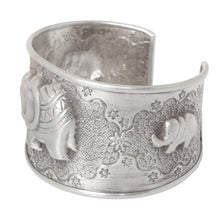 Load image into Gallery viewer, Handmade Sterling Silver Cuff Bracelet - Hill Tribe Elephants | NOVICA