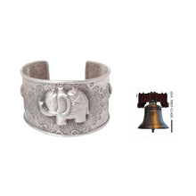 Load image into Gallery viewer, Handmade Sterling Silver Cuff Bracelet - Hill Tribe Elephants | NOVICA