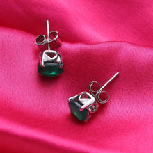 Load image into Gallery viewer, Unique Women's Stud Onyx Earrings - India Green | NOVICA