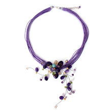 Load image into Gallery viewer, Hand Made Floral Amethyst Necklace - Floral Joy | NOVICA