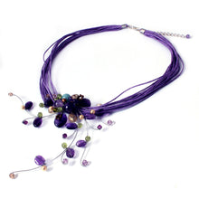 Load image into Gallery viewer, Hand Made Floral Amethyst Necklace - Floral Joy | NOVICA