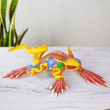 Load image into Gallery viewer, Hand Crafted Mexican Folk Art Yellow Lizard Sculpture - Rainbow Iguana | NOVICA