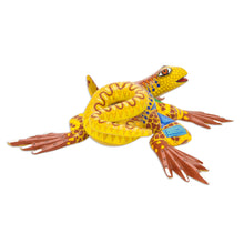 Load image into Gallery viewer, Hand Crafted Mexican Folk Art Yellow Lizard Sculpture - Rainbow Iguana | NOVICA