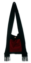 Load image into Gallery viewer, Cotton Sling Handbag from Thailand - Crimson Lotus | NOVICA