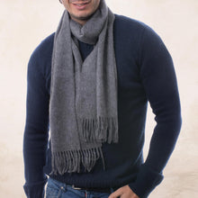 Load image into Gallery viewer, Men's 100% alpaca scarf - Stormy Gray | NOVICA