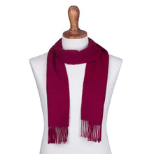 Load image into Gallery viewer, Men's 100% alpaca scarf - Cherry Red | NOVICA