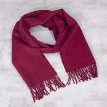 Load image into Gallery viewer, Men's 100% alpaca scarf - Cherry Red | NOVICA