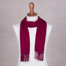 Load image into Gallery viewer, Men's 100% alpaca scarf - Cherry Red | NOVICA