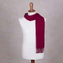Load image into Gallery viewer, Men's 100% alpaca scarf - Cherry Red | NOVICA