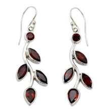 Load image into Gallery viewer, Garnet and Sterling Silver Earrings Indian Jewelry - Scarlet Bouquet | NOVICA