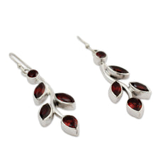 Load image into Gallery viewer, Garnet and Sterling Silver Earrings Indian Jewelry - Scarlet Bouquet | NOVICA