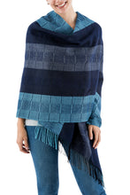 Load image into Gallery viewer, Alpaca Wool Patterned Shawl - Huancayo Blues | NOVICA
