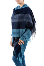 Load image into Gallery viewer, Alpaca Wool Patterned Shawl - Huancayo Blues | NOVICA