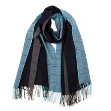 Load image into Gallery viewer, Alpaca Wool Patterned Shawl - Huancayo Blues | NOVICA