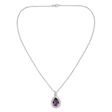 Load image into Gallery viewer, Handcrafted Silver and Amethyst Pendant Necklace - Mughal Mystique | NOVICA