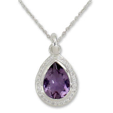 Load image into Gallery viewer, Handcrafted Silver and Amethyst Pendant Necklace - Mughal Mystique | NOVICA