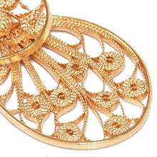 Load image into Gallery viewer, Hand Crafted 21K Gold Plated on Sterling Dangle Earrings - Filigree Beauty | NOVICA