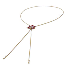 Load image into Gallery viewer, Gold Plated Natural Orchid Necklace from Thailand - Scarlet Dancer | NOVICA