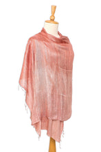 Load image into Gallery viewer, Handcrafted Silk Shawl - Bold Rose | NOVICA