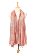 Load image into Gallery viewer, Handcrafted Silk Shawl - Bold Rose | NOVICA