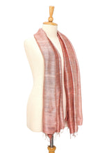 Load image into Gallery viewer, Handcrafted Silk Shawl - Bold Rose | NOVICA