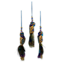 Load image into Gallery viewer, Beaded ornaments (Set of 3) - Royal Peacock | NOVICA