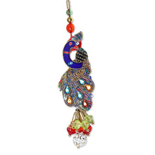 Load image into Gallery viewer, Handcrafted Hand Beaded Christmas Ornaments (Set of 5) - Mughal Peacocks | NOVICA