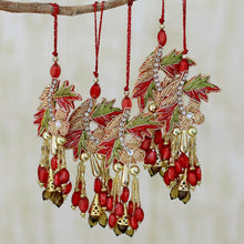 Load image into Gallery viewer, Hand Made Beaded Flower Christmas Ornaments (Set of 5) - Mughal Bouquet | NOVICA