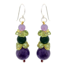 Load image into Gallery viewer, Amethyst and Quartz Dangle Earrings - Thai Harmony | NOVICA