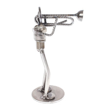 Load image into Gallery viewer, Auto part sculpture - Rustic Jazz Trombone | NOVICA