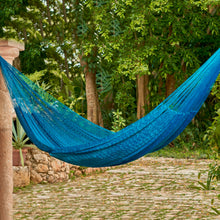 Load image into Gallery viewer, Aqua Double Nylon Mayan Hammock - Maya Bondi | NOVICA